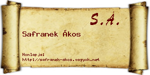 Safranek Ákos névjegykártya