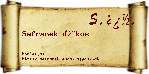 Safranek Ákos névjegykártya
